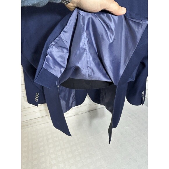 Joe Joseph Abboud Navy 100% Wool 2 Button Blazer Sport Coat Jacket Mens 50R Slim - Picture 8 of 16